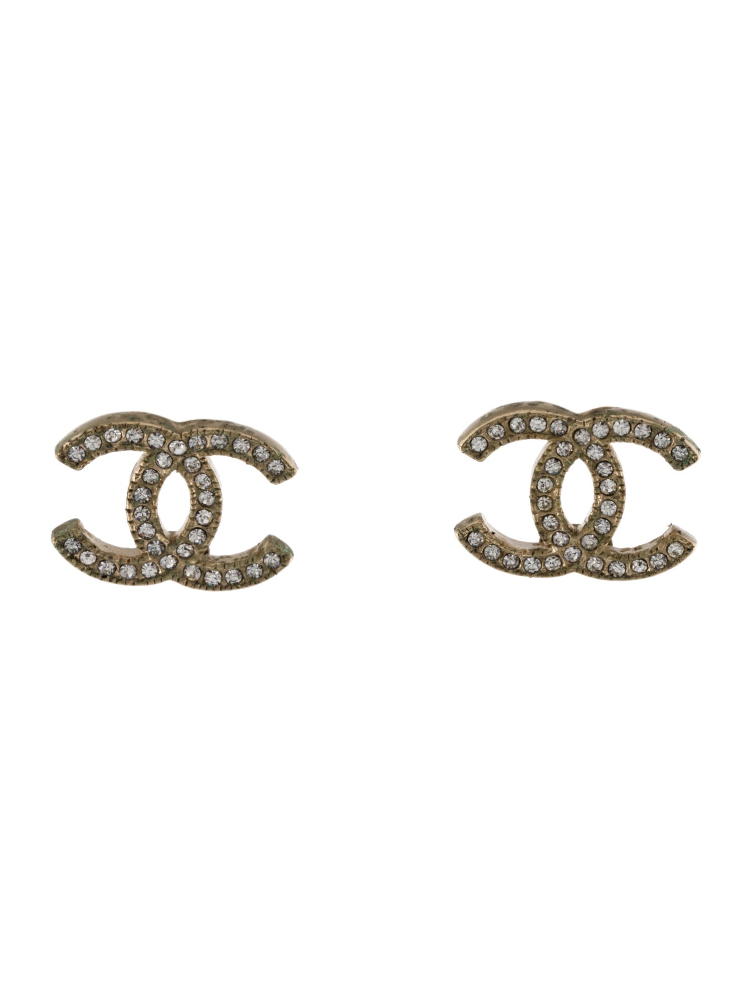 Chanel Strass CC Stud Earrings